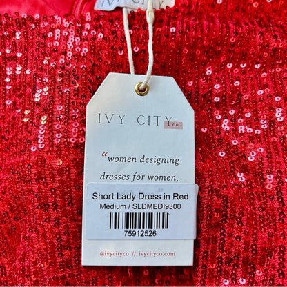 Ivy City Co Women’s Sequin Holiday Midi Dress Red Size Medium NWT Girly Party