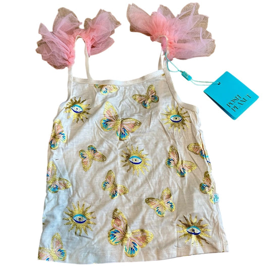 Posh Peanut Girls Tulle Cami Pandora Print Tank Tan Gold Size 2T NWT Butterfly
