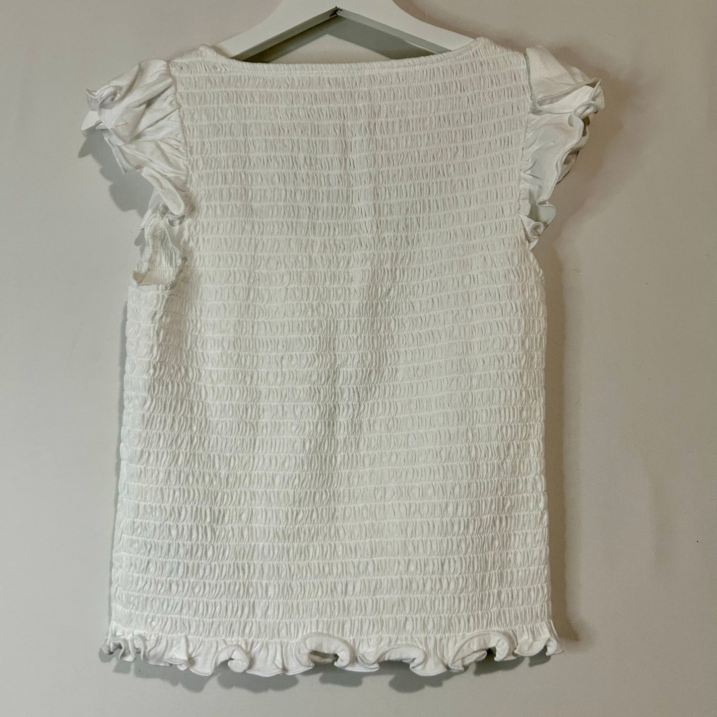 Old Navy Women’s Smocked Flutter Sleeve Top White Size Small NWT Cotton Girly