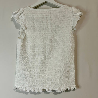 Old Navy Women’s Smocked Flutter Sleeve Top White Size Small NWT Cotton Girly