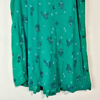 Ann Taylor Loft Women’s Sleeveless Print Knit Front Pleated Back Tank Green XS