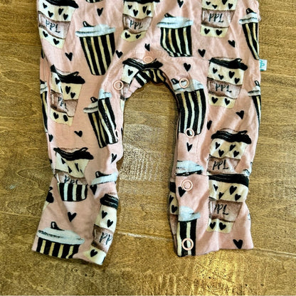 Posh Peanut Infant Girls PPL Coffee Romper Pink Size 6-9 M Cute Girly Ruffles
