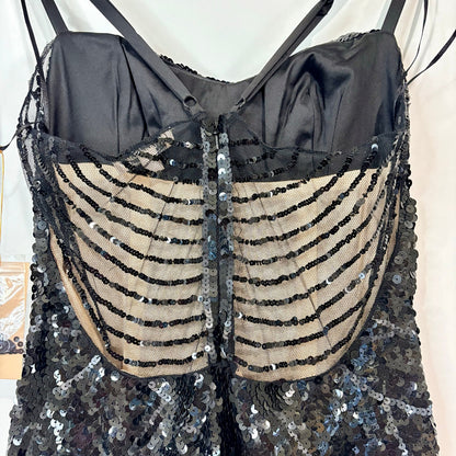 Mandalay Women’s Sleeveless Sequin Hi Low Formal Gown Dress Black Size 6 NWT