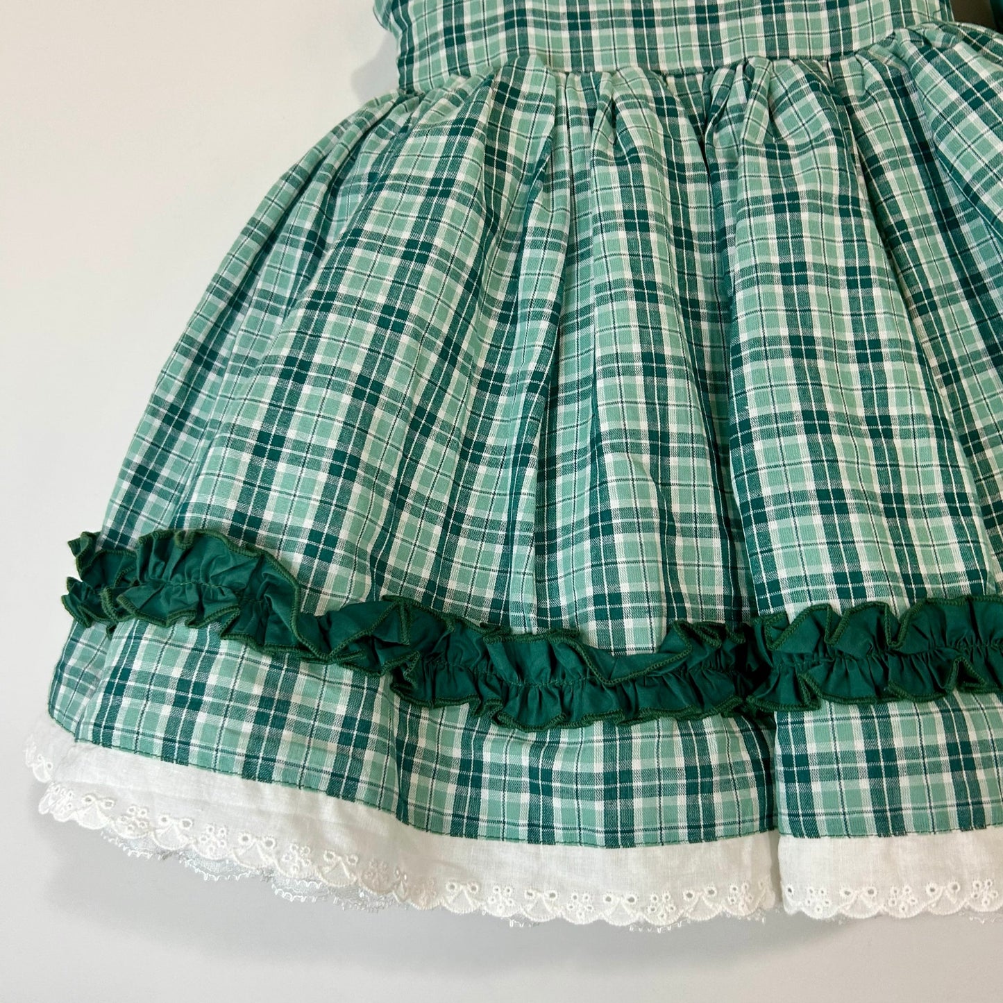 Two Roosters Clothing Girls Homegrown Pettiskirt Dress Green Plaid Size 5 NWT Flaws Cotton Tulle Lace