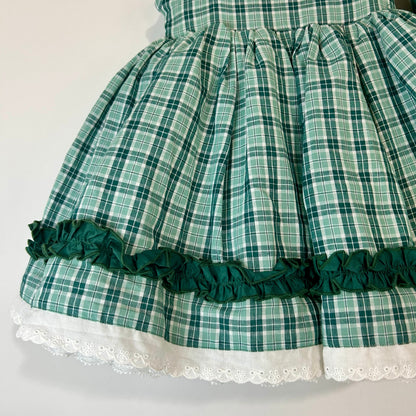 Two Roosters Clothing Girls Homegrown Pettiskirt Dress Green Plaid Size 5 NWT Flaws Cotton Tulle Lace
