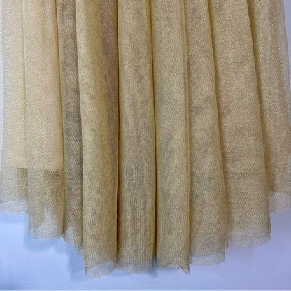 Ele Story Women’s Shimmer Tulle Lined Midi Skirt Gold Size Small EUC Girly Flowy