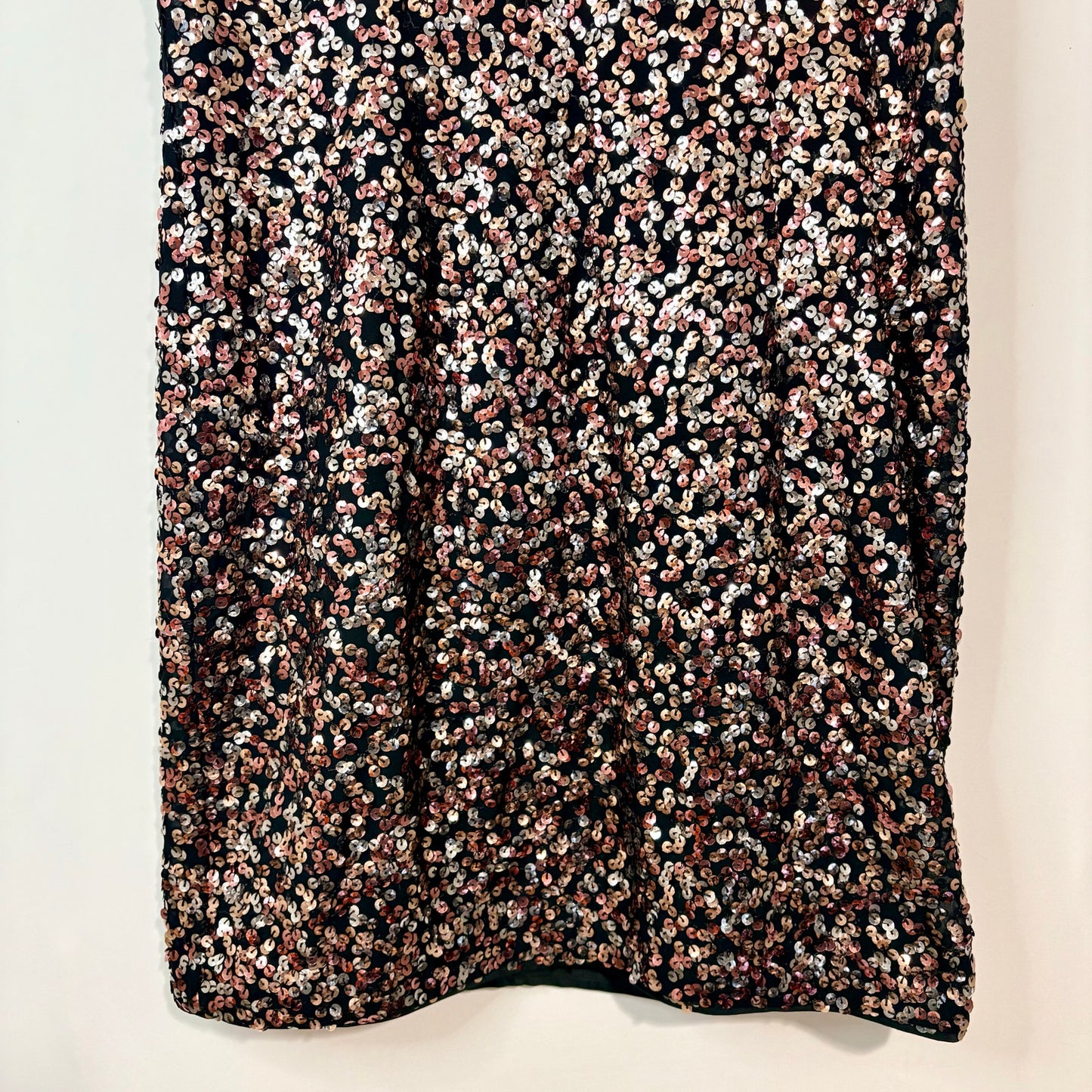 Vince Camuto Sequin Cocktail Party Dress Black Pink Silver Sparkle Size 8 EUC