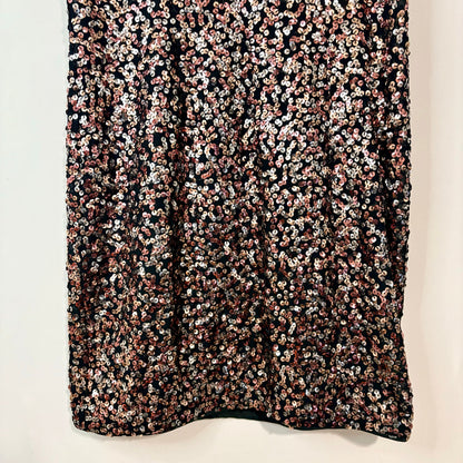 Vince Camuto Sequin Cocktail Party Dress Black Pink Silver Sparkle Size 8 EUC