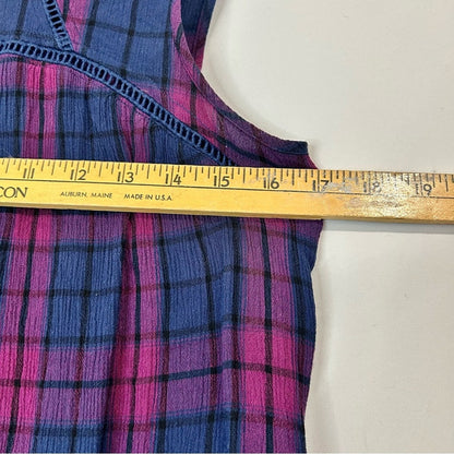 Knox Rose Women’s Sleeveless Plaid Flowy Top Blue Purple Size Medium EUC Girly