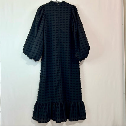 Ghospell Women’s Sansa Maxi Textured Long Sleeve Ruffle Dress Black Size Med NWT