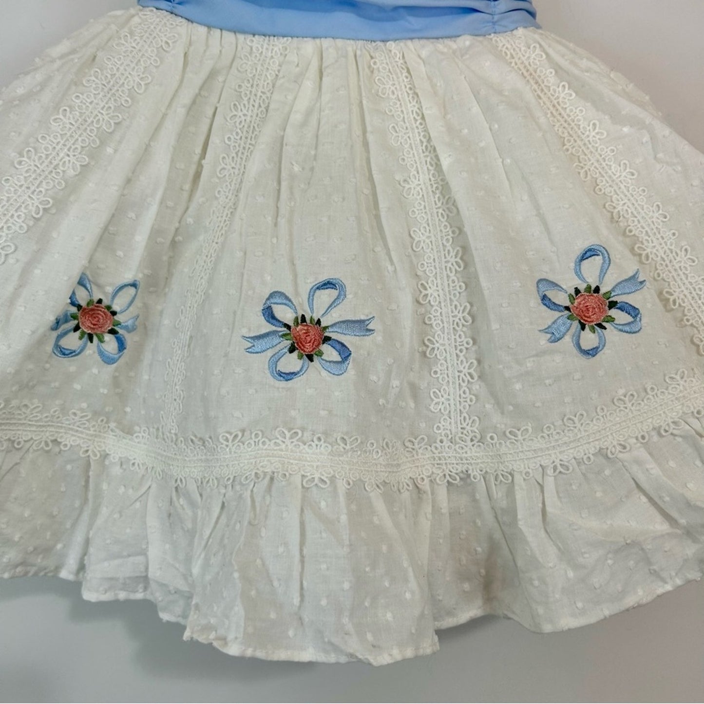 Only Little Once Toddler Girls Swiss Dot Flower Bow Dress White Size 4 FLAW Cute