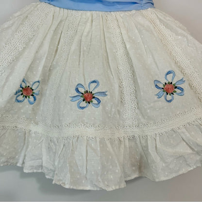 Only Little Once Toddler Girls Swiss Dot Flower Bow Dress White Size 4 FLAW Cute