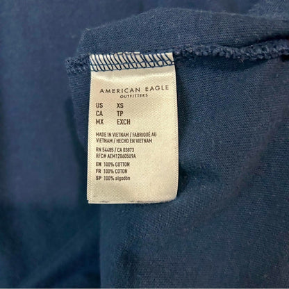 American Eagle Men's Slim Fit Short Sleeve T-Shirt Navy Blue Size XS EUC