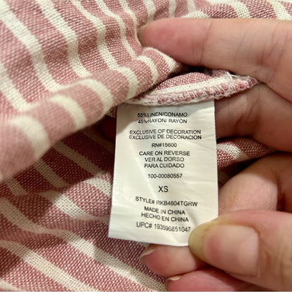 Rewind Women’s Linen Blend Striped Pull On Shorts Pink White Size XS EUC
