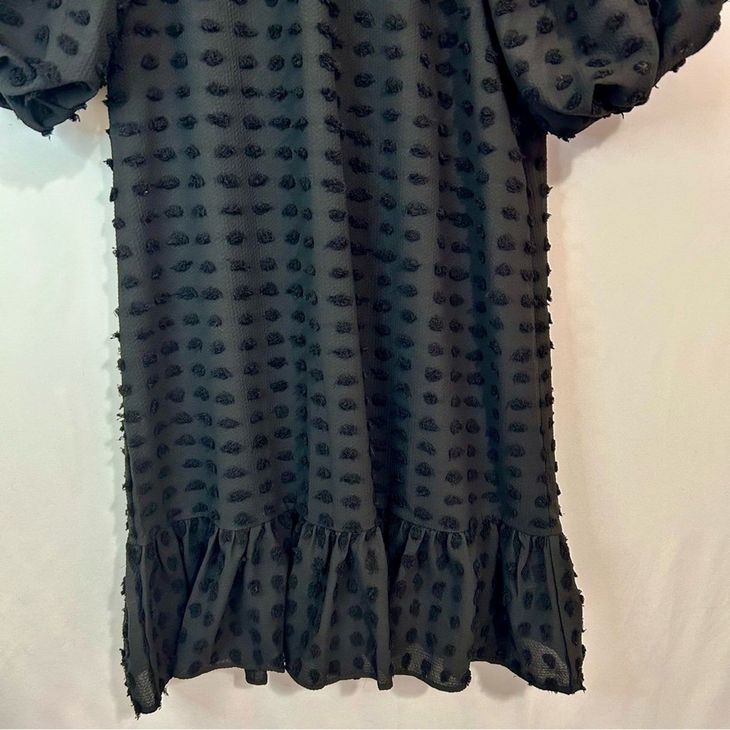 Ghospell Women’s Sansa Maxi Textured Long Sleeve Ruffle Dress Black Size Med NWT