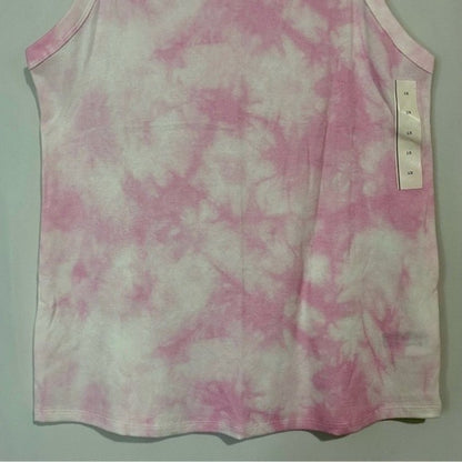 A New Day Women’s Plus Sized Basic Ribbed Tank Top Pink Tie Dye NWT