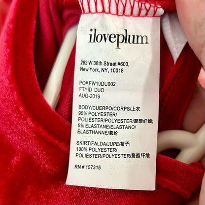I Love Plum Toddler Girls Long Sleeve Velvet Glitter Tutu Dress Red Size 6Y EUC