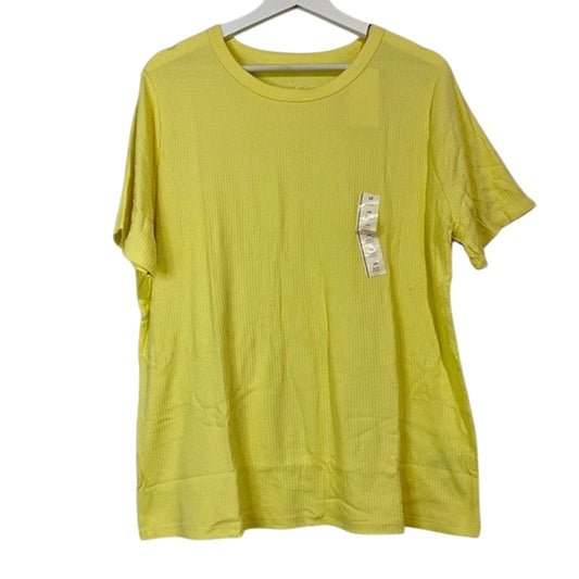 A New Day Women’s Plus Size Round Neck Ribbed Short Sleeve T Saffron Yellow NWT