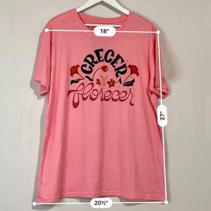 JZD Target Women’s Crecer Y Florecer Short Sleeve Graphic Tee Pink NWT