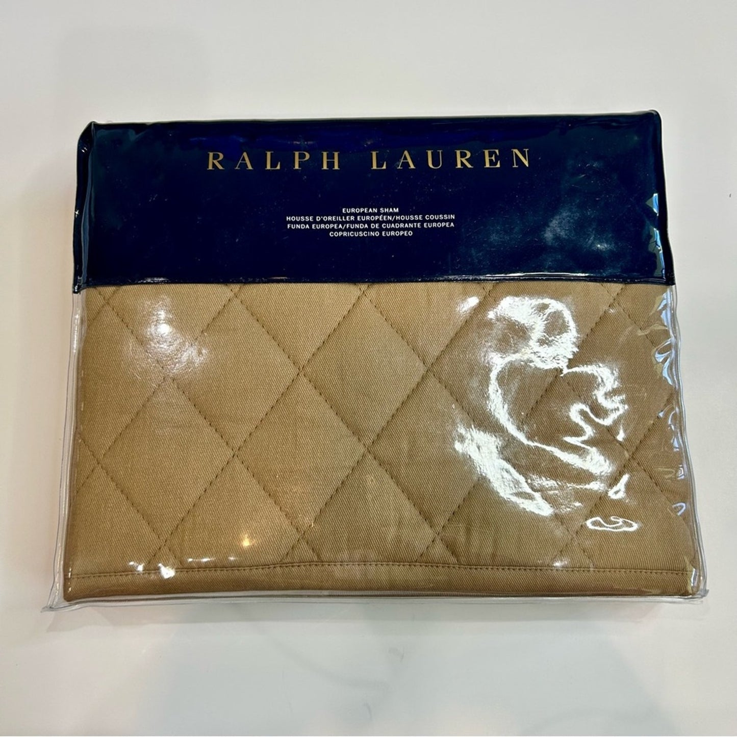 Ralph Lauren Home Cromwell Quilted Modern Equestrian European Sham Camel NEW