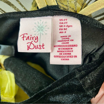 Fairy Dust Toddler Girl Bumble Bee Costume Wings Crown Black Yellow Size 2T EUC
