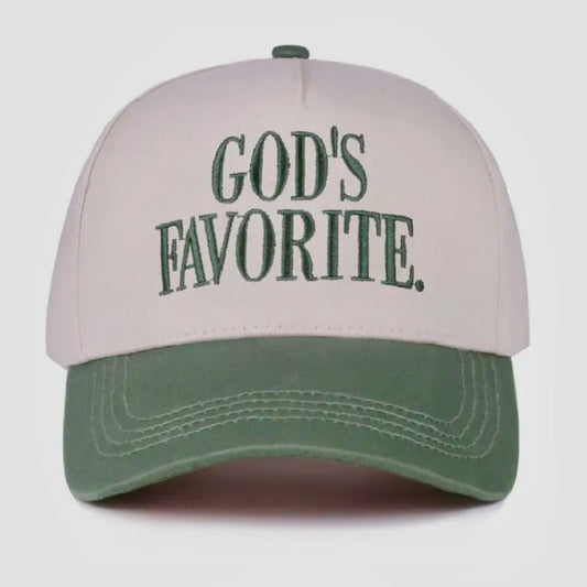 God’s Favorite Women’s Two Tone Canvas Cotton Baseball Hat Cap Tan Green New