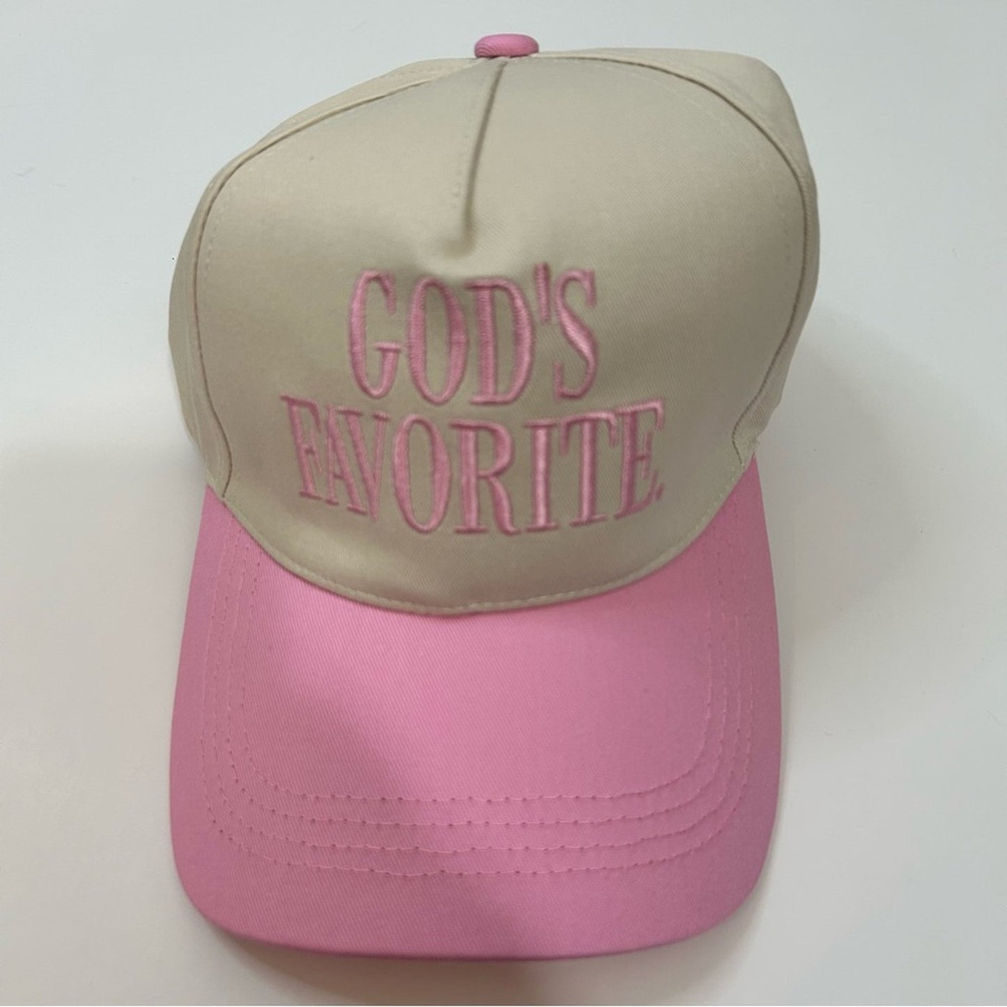 God’s Favorite Women’s Two Tone Canvas Cotton Baseball Hat Cap Tan Pink New Cute