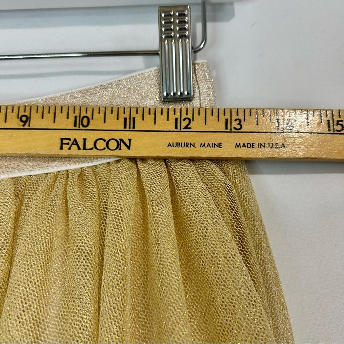 Ele Story Women’s Shimmer Tulle Lined Midi Skirt Gold Size Small EUC Girly Flowy