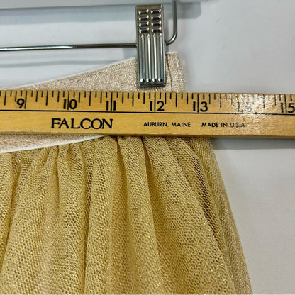 Ele Story Women’s Shimmer Tulle Lined Midi Skirt Gold Size Small EUC Girly Flowy