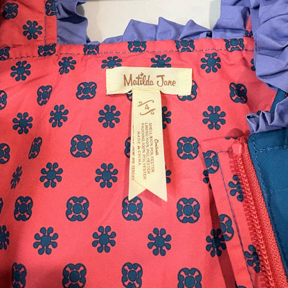 Matilda Jane Girls Floral Print Snow Bibs Teal Blue Insulated Snow Pants EUC