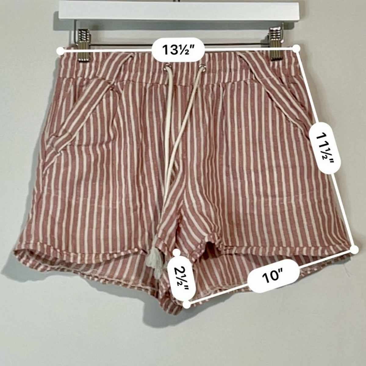 Rewind Women’s Linen Blend Striped Pull On Shorts Pink White Size XS EUC