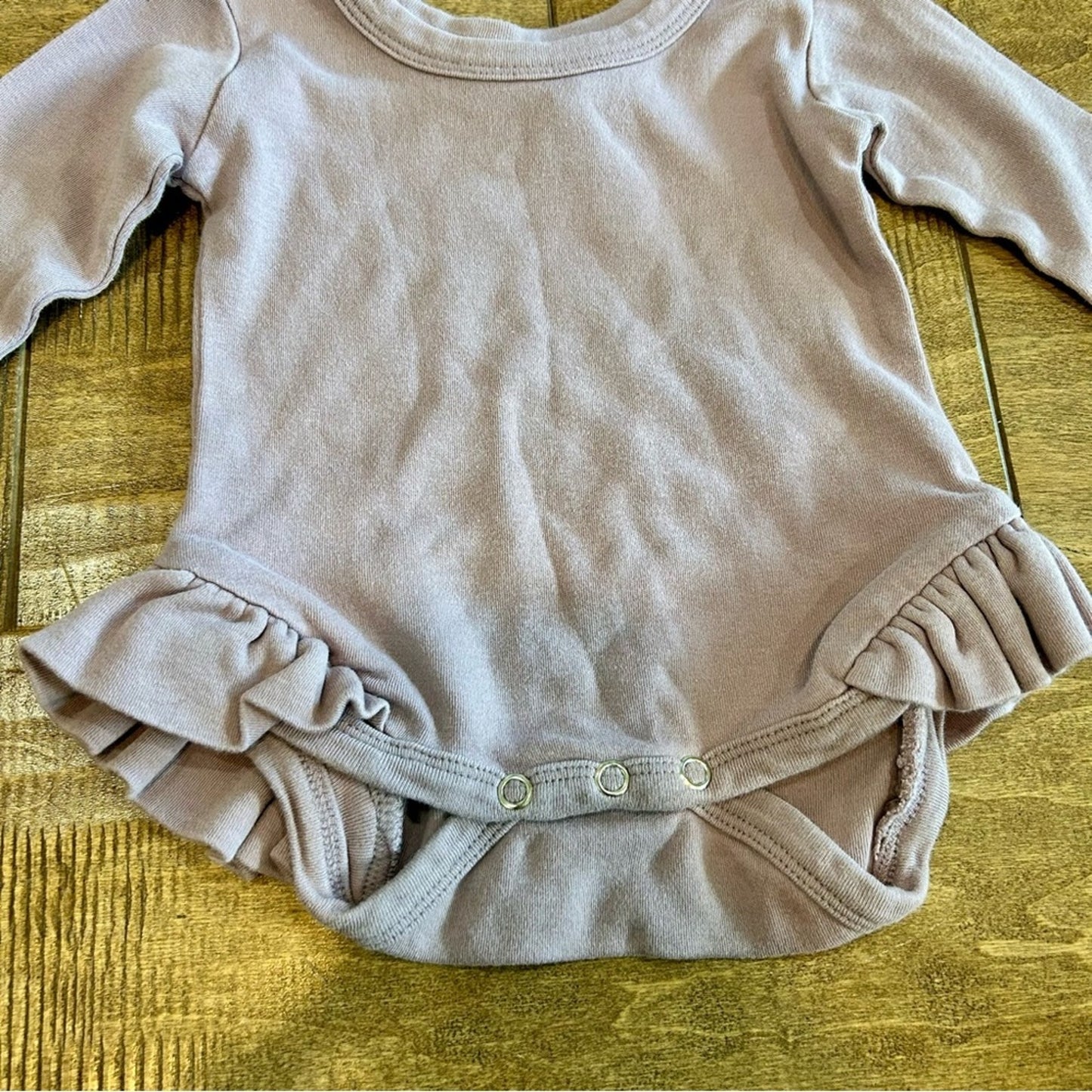 Kate Quinn Infant Girls Long Sleeve Organic Cotton Ruffle Bubble Onesie 3-6 M