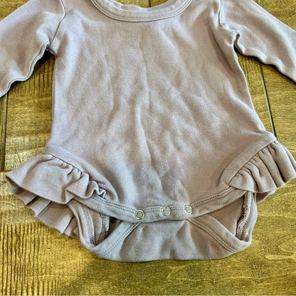 Kate Quinn Infant Girls Long Sleeve Organic Cotton Ruffle Bubble Onesie 3-6 M