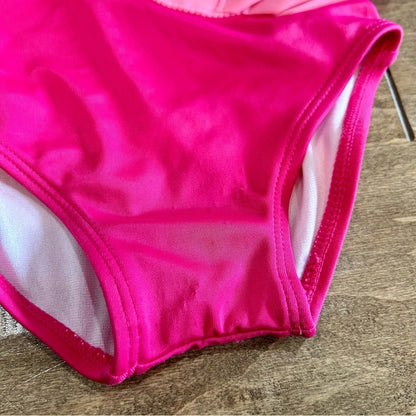 Gymboree Baby Girls Flamingo One Piece Swimsuit Pink Size 6-12 M EUC Bow Girly