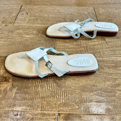 Nine West Women’s Leather Strappy Sandals White Size 9 EUC Summer Girly Outdoor