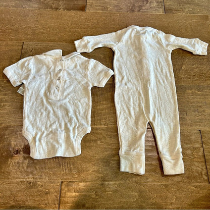 Kate Quinn Gender Bodysuit and Onesie Set Cream Size 3-6 M NWT Organic Cotton