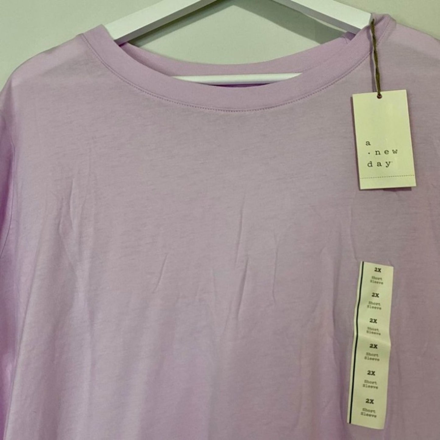A New Day Women’s Crewneck Short Sleeve Basic Tee Light Purple Size 2X NWT