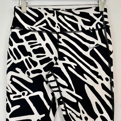 Nike Women’s Dri-Fit Leggings Black White Geometric Print Small EUC Activewear