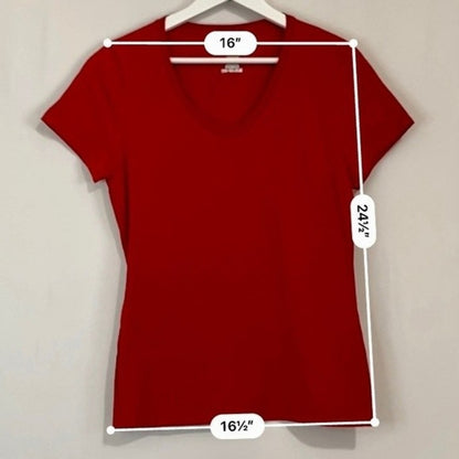 Hanes Nano Women’s 100% Cotton Casual Short Sleeve V Neck Tee Shirt Red XS NWOT