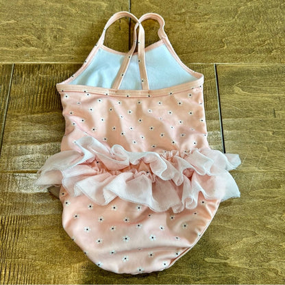 Gymboree Infant Girls First Play Date Tutu One Piece Swimsuit Pink Size 6-12 M