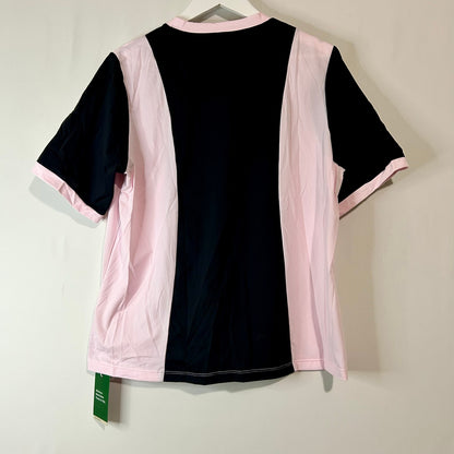 Halara Women’s V-Neck Athletic T-Shirt Pink Black Size Medium NWT Colorblock Polyester