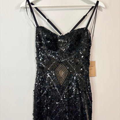 Mandalay Women’s Sleeveless Sequin Hi Low Formal Gown Dress Black Size 6 NWT
