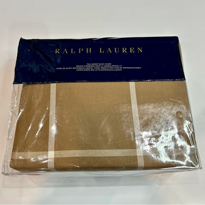 Ralph Lauren Home Modern Equestrian Windowpane Full / Queen Duvet Cover Camel