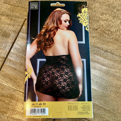 Baci White Label Women’s Lace Up Chemise Lingerie Black Queen Size New