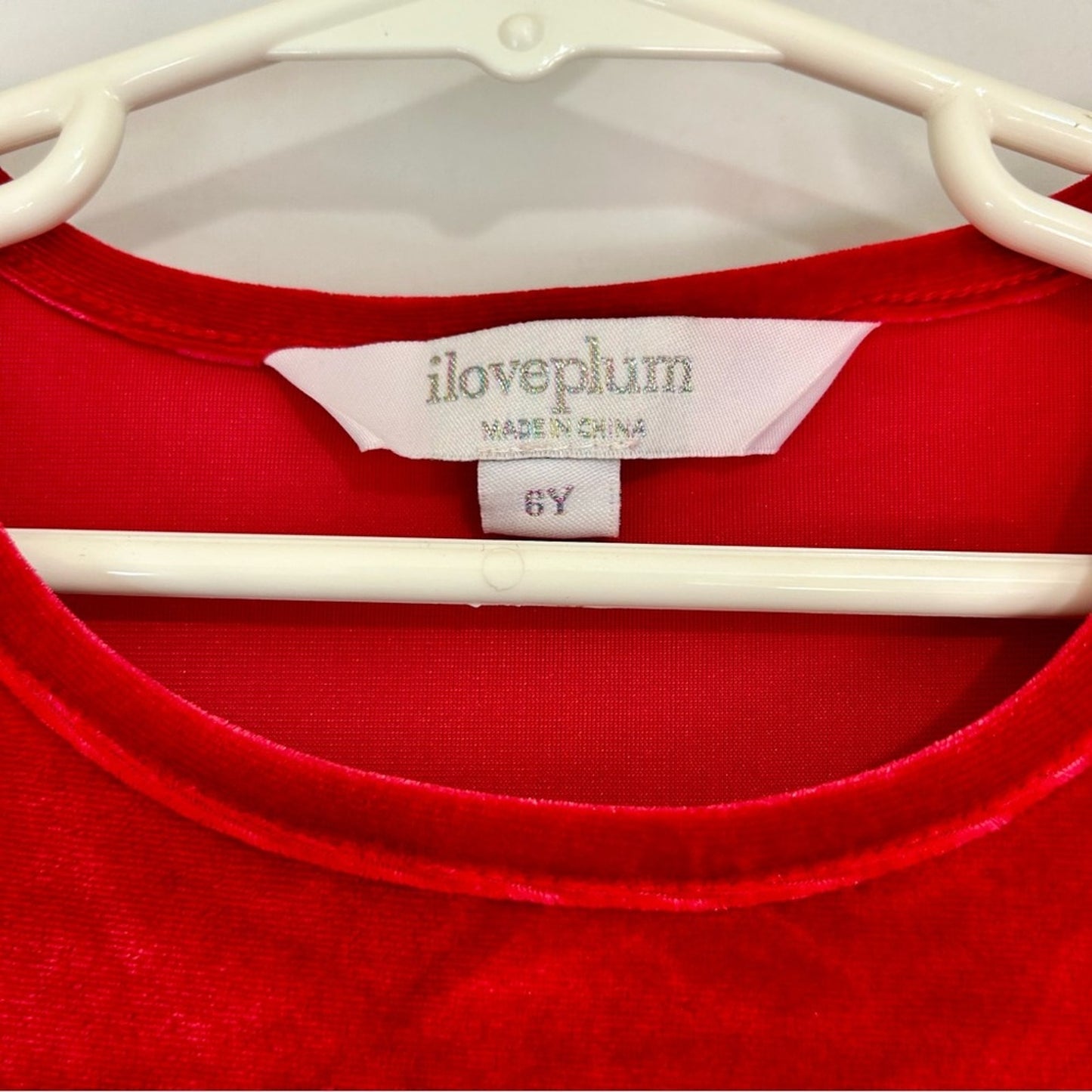 I Love Plum Toddler Girls Long Sleeve Velvet Glitter Tutu Dress Red Size 6Y EUC