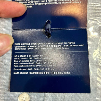 Ralph Lauren Home Workshirt Chambray King Size Flat Sheet Blue New in Package
