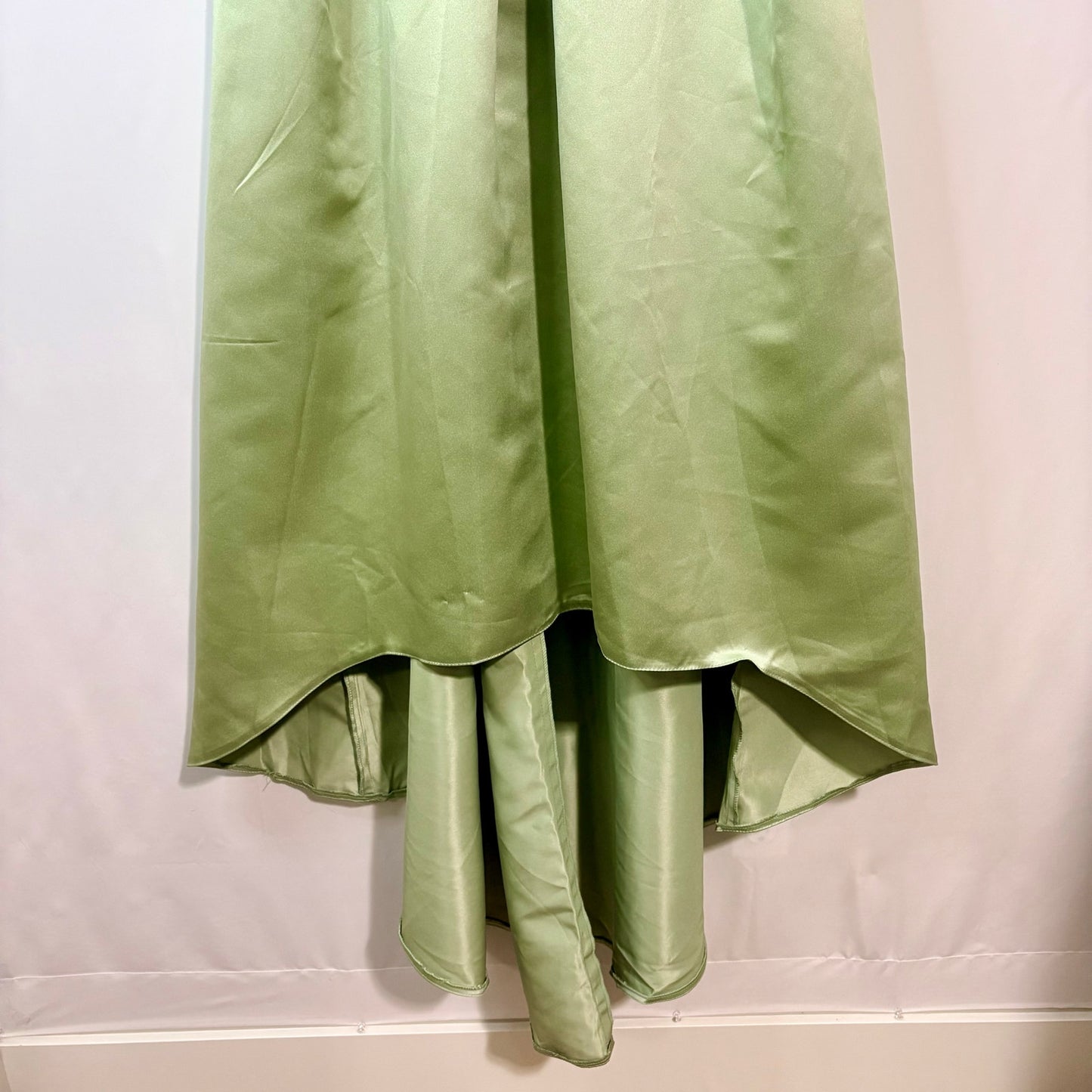 Miss Veil Hi Low Gown Dress Flower Detail Scoop Neck Formal Green Small NWT