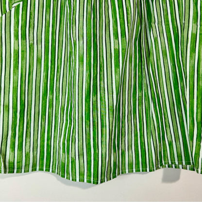 Loft Women’s Ruffle Sleeve Striped Blouse Green White Size XS NWT Workwear Girly