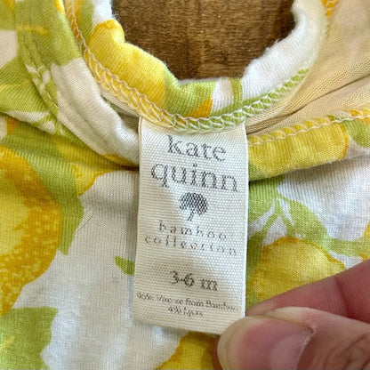 Kate Quinn Infant Girls Short Sleeve Ruffle Lemon Bubble Onesie White 3-6 M EUC