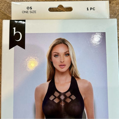 Baci Women’s Jacquard Bodysuit Lingerie Black Diamond One Size New in Package